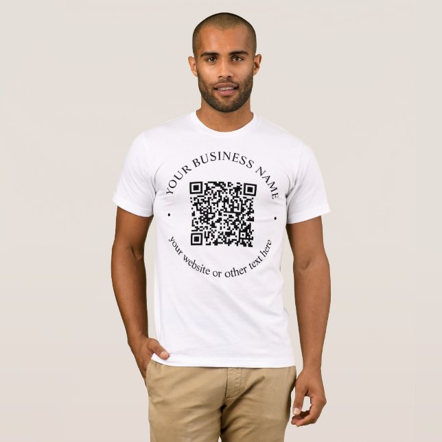 Your Uploaded QR code Plus Editable Circular Text T-Shirt (Front Full)