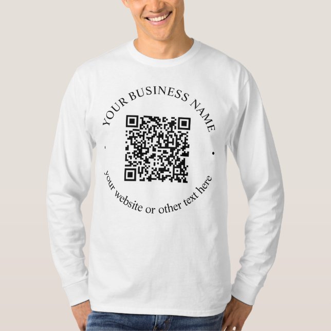 Your Uploaded QR code Plus Editable Circular Text T-Shirt (Front)