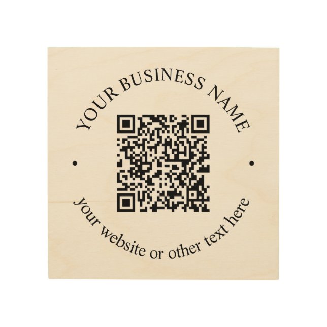 Your Uploaded QR code Plus Editable Circular Text Wood Wall Art (Front)