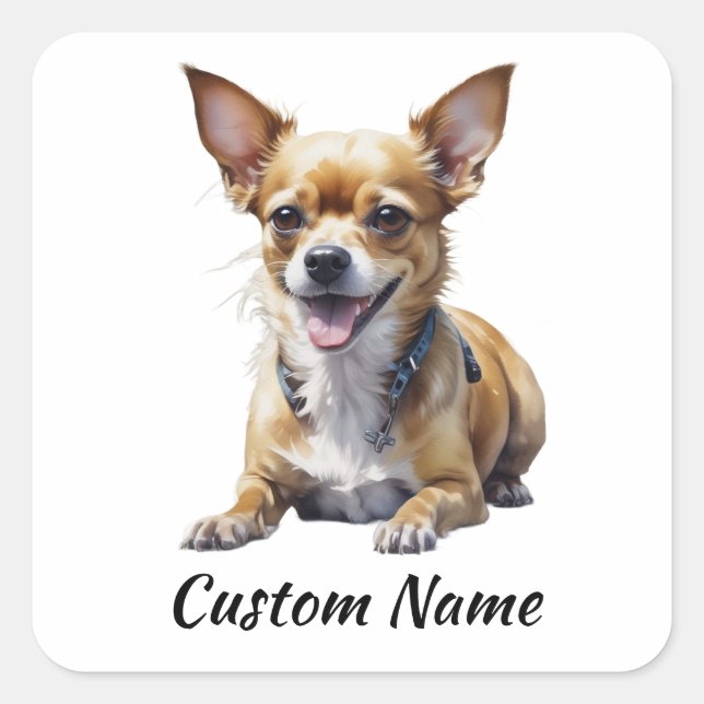  Your Vehicle Chihuahua Dog  Custom Name Square Sticker (Front)