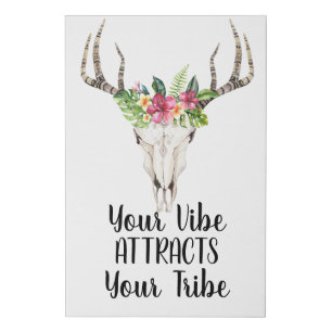 Your Vibe Attracts Boho Skull Faux Canvas Print