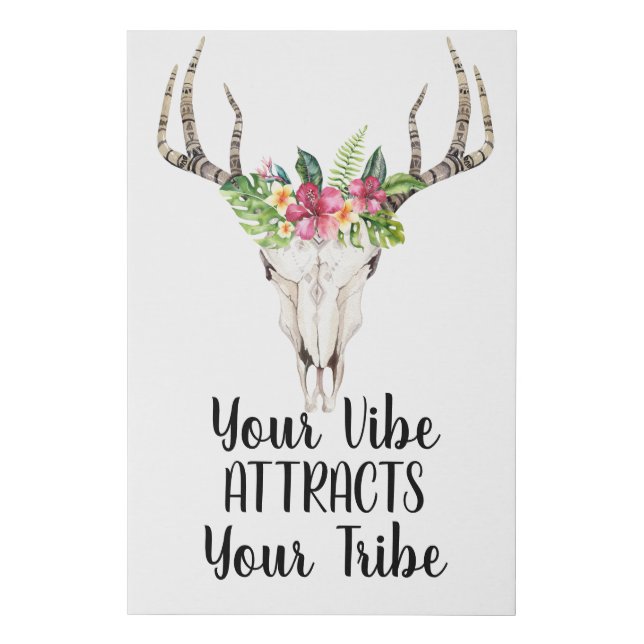 Your Vibe Attracts Boho Skull Faux Canvas Print (Front)