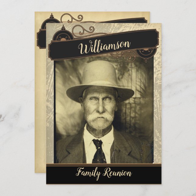 Your Vintage Photo Family Reunion Gathering Invitation (Front/Back)