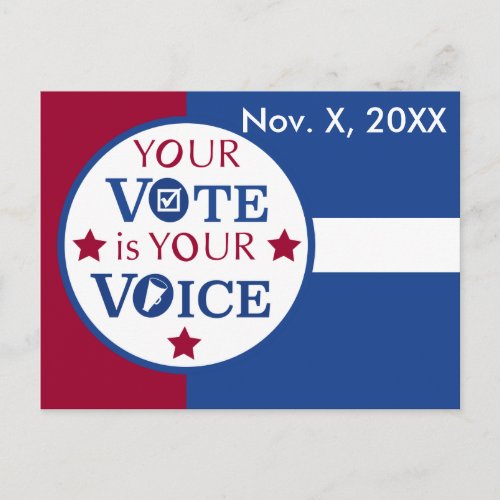 Your Voice is Your Vote in Person Ballot Reminder Postcard