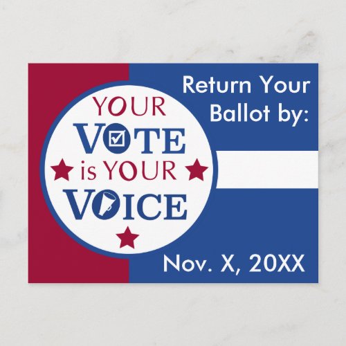 Your Voice is Your Vote Mail in Ballot Reminder Postcard