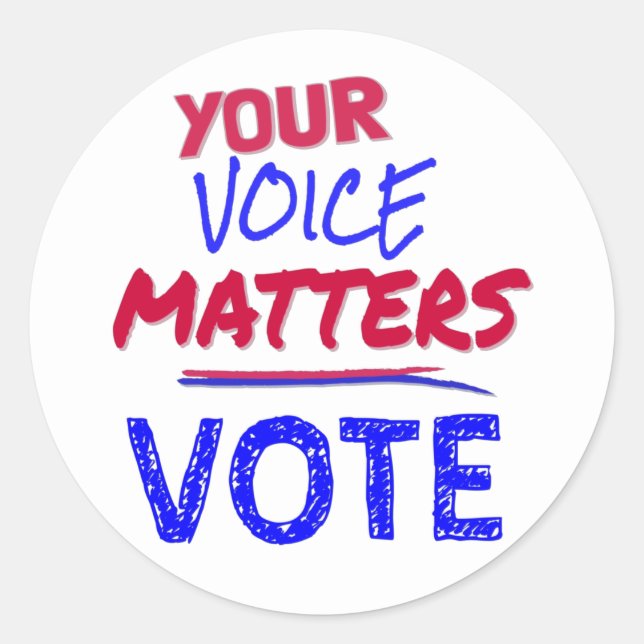 Your Voice Matters - VOTE Classic Round Sticker (Front)
