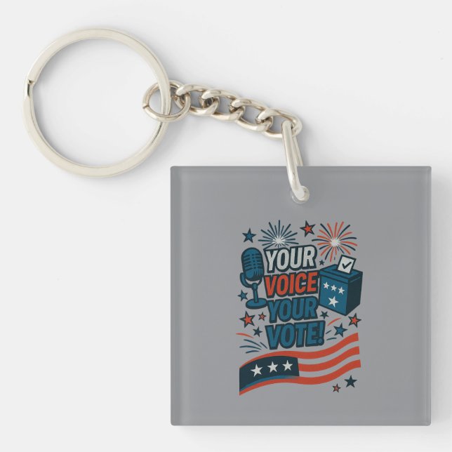Your Voice Your Vote Patriotic Election  Keychain (Front)