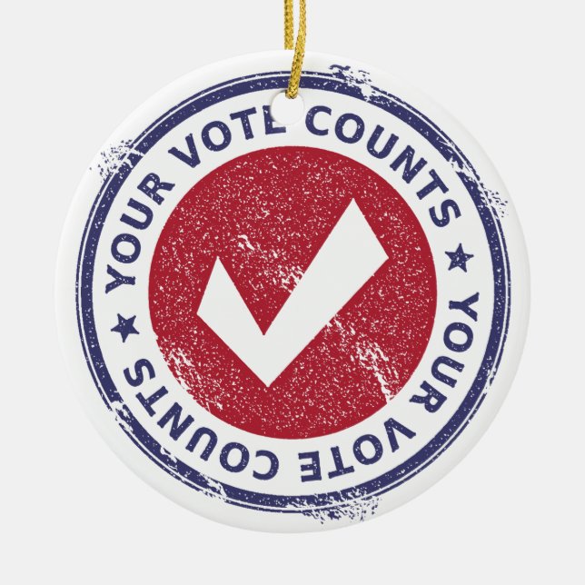 your vote counts ceramic ornament (Front)