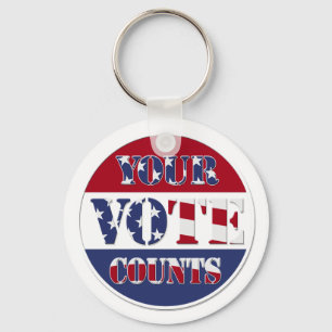 YOUR VOTE COUNTS! Round with US Flag Keychain
