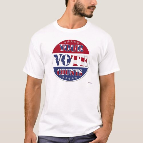 YOUR VOTE COUNTS Round with US Flag  Stars T_Shirt