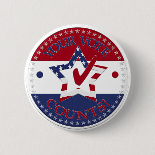 Your Vote Counts Star Check Mark Button