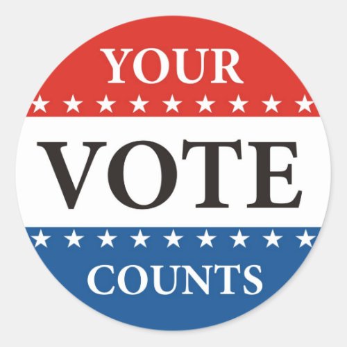 your vote counts usa president elections politics classic round sticker