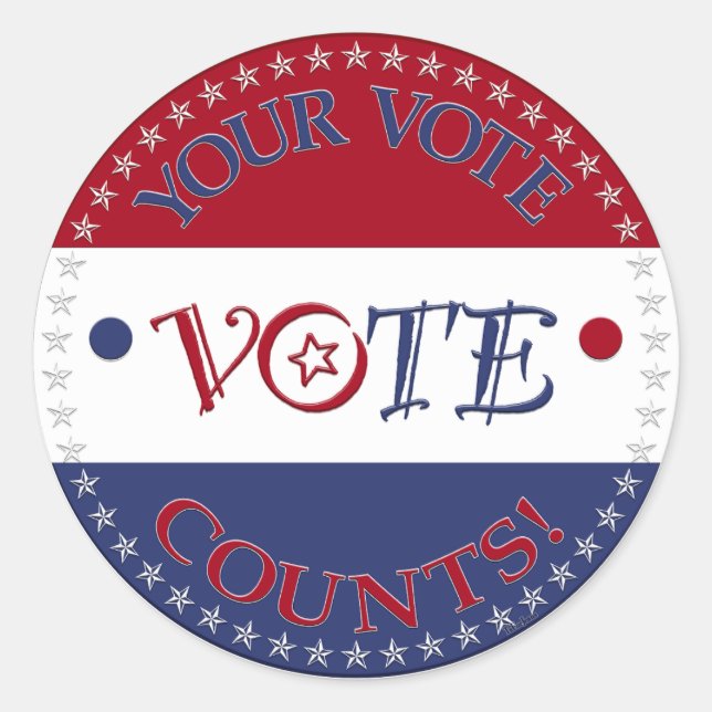 Your Vote Counts VOTE Script Classic Round Sticker (Front)