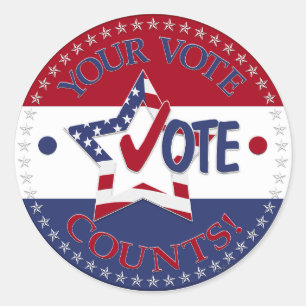 Your Vote Counts Vote Star Classic Round Sticker
