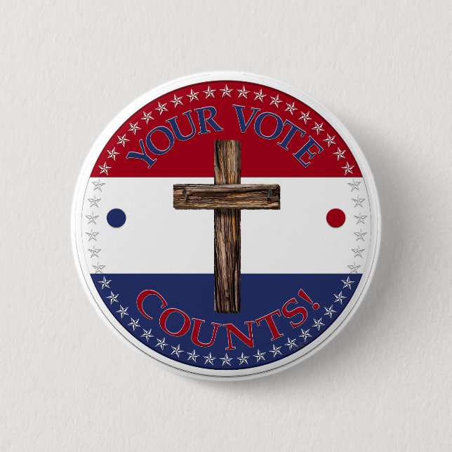 Your Vote Counts with Cross Button (Front)