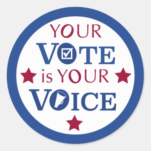 Your Vote is Your Voice Classic Round Sticker