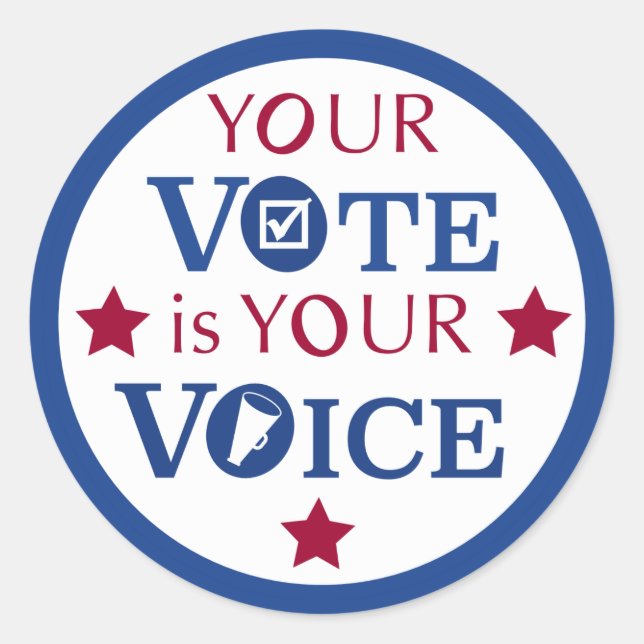 Your Vote is Your Voice Classic Round Sticker (Front)
