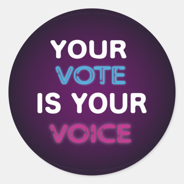 "Your Vote is Your Voice" Classic Round Sticker (Front)