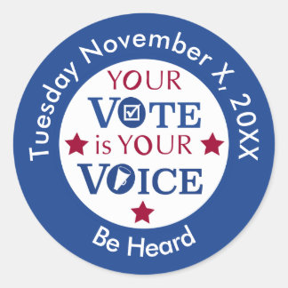 Your Vote is Your Voice Custom Message Classic Round Sticker