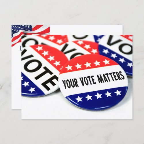 Your Vote Matter Election Pin Postcard