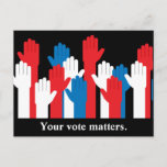 Your Vote Matters Patriotic Hands Postcard