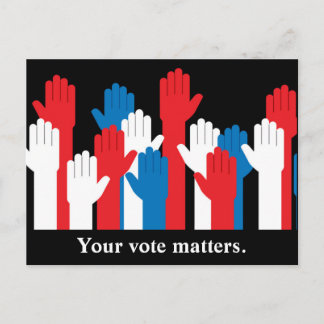 Your Vote Matters Patriotic Hands Postcard