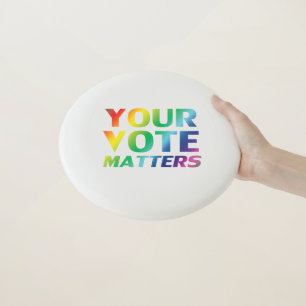 "your vote matters" pride colors frisbee disc
