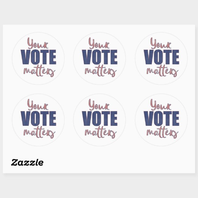 Your Vote Matters USA Elections Classic Round Sticker (Sheet)