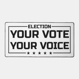 Your Vote Your Voice black font Desk Mat
