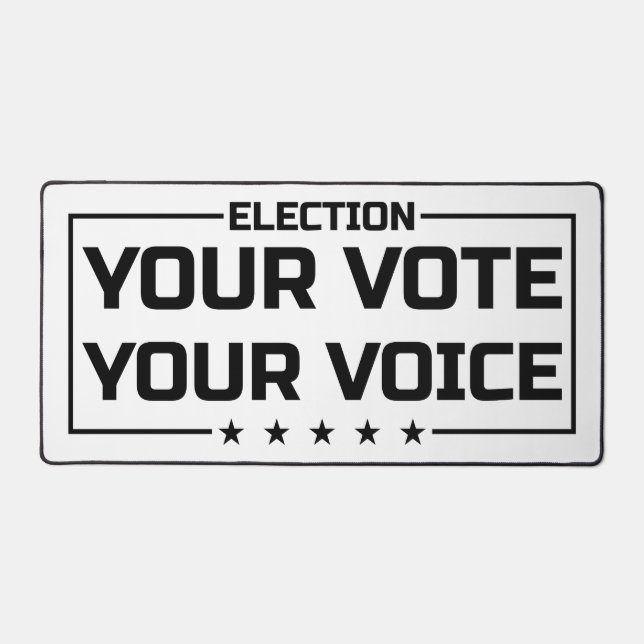Your Vote Your Voice black font Desk Mat (Front)