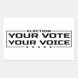Your Vote Your Voice black font Rectangular Sticker