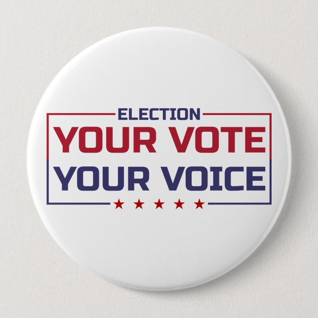 Your Vote Your Voice colored font Button (Front)