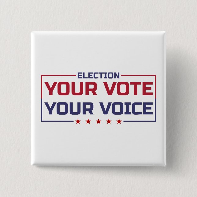 Your Vote Your Voice colored font Button (Front)