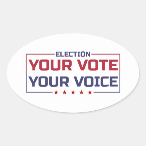 Your Vote Your Voice colored font Oval Sticker
