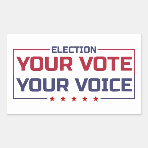 Your Vote Your Voice colored font Rectangular Sticker