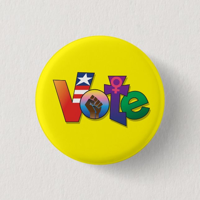"Your Vote, Your Voice" - Custom Button, Yellow Button (Front)