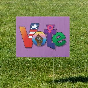 'Your Vote, Your Voice"  Yard Sign - Purple/Blue