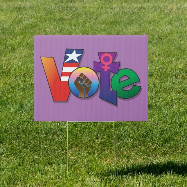 'Your Vote, Your Voice"  Yard Sign - Purple/Blue (Insitu)