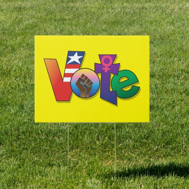 'Your Vote, Your Voice"  Yard Sign - Yellow (Insitu)