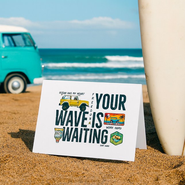 Your Wave Is Waiting Letterpress Thank You Card (Creator Uploaded)