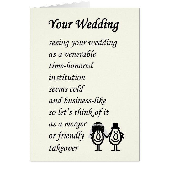 Your Wedding - a funny wedding poem (Front)