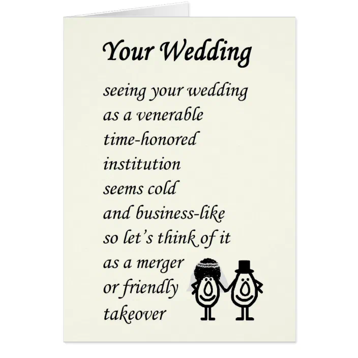 Funny Wedding Wishes Poems Your Wedding - A Funny Wedding Poem | Zazzle.com