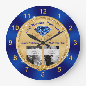 Your Wedding and Anniversary Photos, Anniversary Large Clock