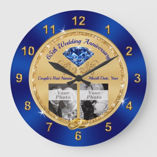 Your Wedding and Anniversary Photos Anniversary Large Clock