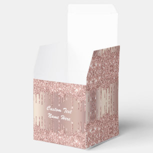 Your Wedding Favor Box Rose Gold Glitter Drips