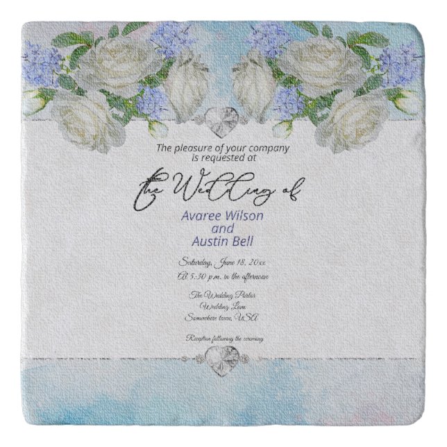 Your Wedding Invitation Photo On A  Trivet (Front)
