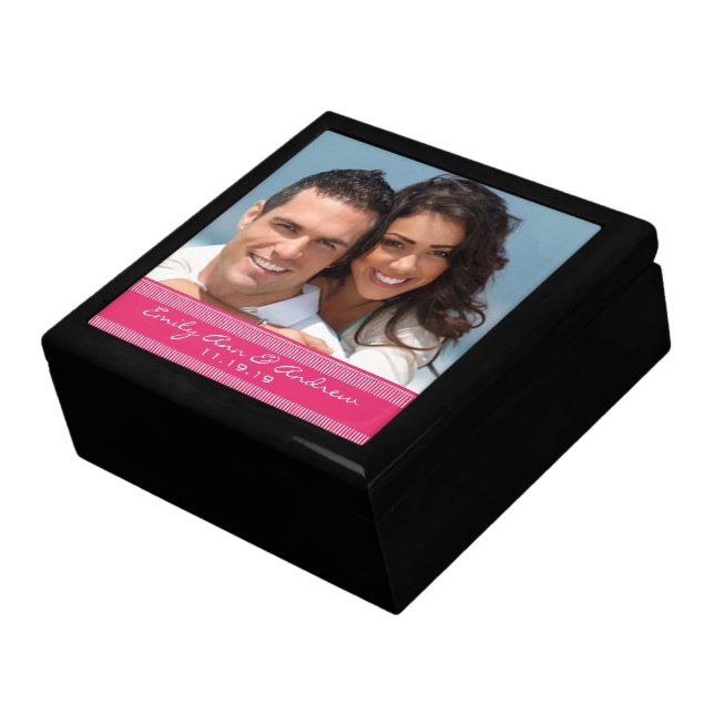 Your Wedding or Engagement Photo Anniversary Gift Jewelry Box (Side)