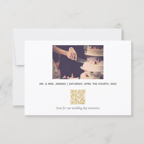 Your wedding photo and memories QR code Thank You 