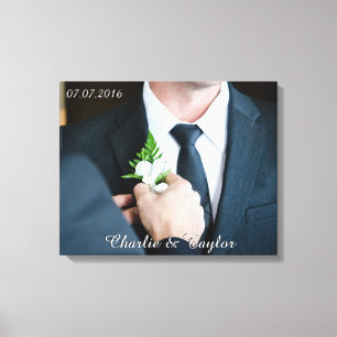 YOUR WEDDING PHOTO custom text wrapped canvas Print
