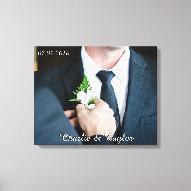 YOUR WEDDING PHOTO custom text wrapped canvas Print (Front)